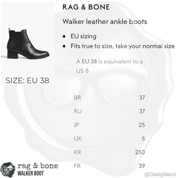 RAG & BONE WALKER LEATHER CHELSEA ANKLE BOOTS IN BLACK SIZE 8 WOMEN’S NEW IN BOX - Picture 12 of 16